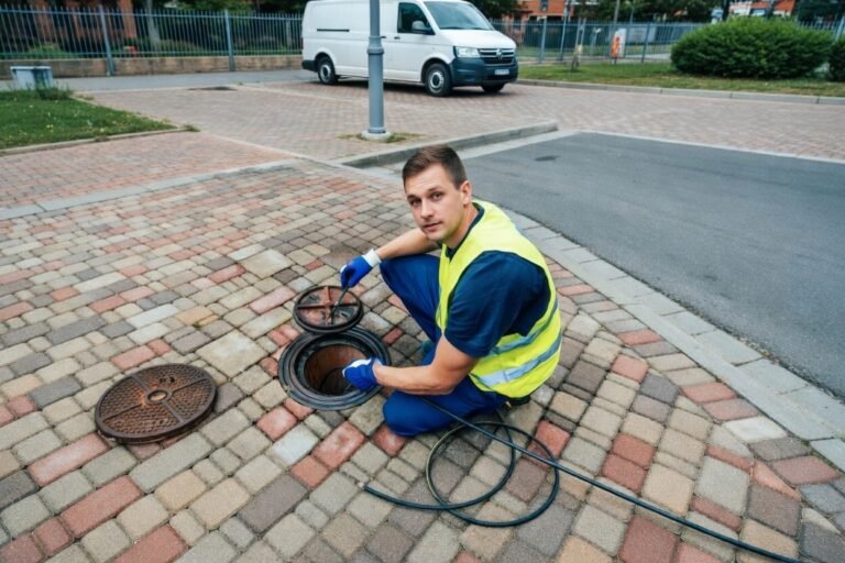 drain cleaning out on sidewalk